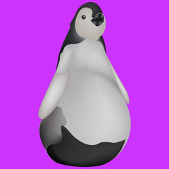 Small penguin black and gray. The seabird has a thick belly, and the mammal itself is drawn in the shape of a tumbler toy.