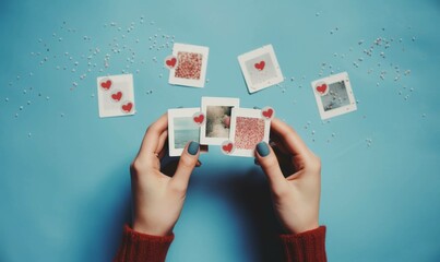 Polaroid and photogenic prints with love theme.