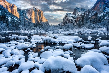 Sunrise after a Winter Storm on Yosemite Valley, Yosemite National Park, California