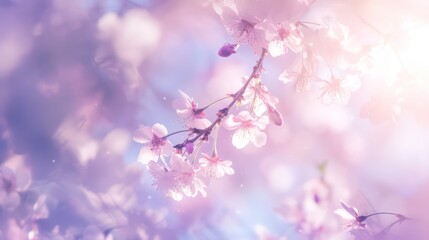 Obraz premium Realistic illustration of Japanese Sakura blossom. Macro photography of Japanese cherry tree