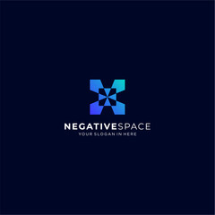 Obraz premium negative space logo design abstract sign logo design technology logo design brand sign logo design