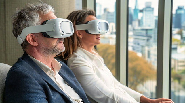 Business Team Experiencing Virtual Reality, Representing Teamwork, Technological Advancement, and Modern Corporate Training