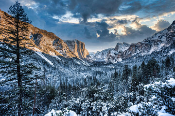 Winter Sunrise after a Storm on the Valley, Yosemite National Park, California