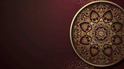 Eid Mubarak card and banner background. With gold ornament and maroon color. good for important islamic dates. luxury design, generative ai, 