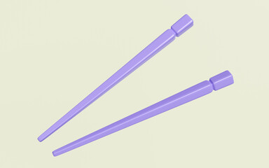 3d chopstick chinese or chopstick japanese isolated. 3d render illustration