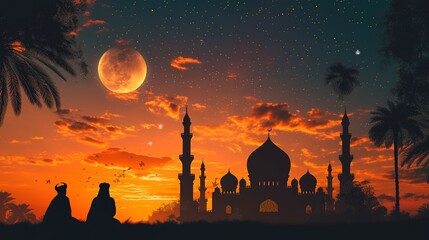 One of the five pillars of Islam is fasting time, Eid al-Fitr, generative ai,  - obrazy, fototapety, plakaty