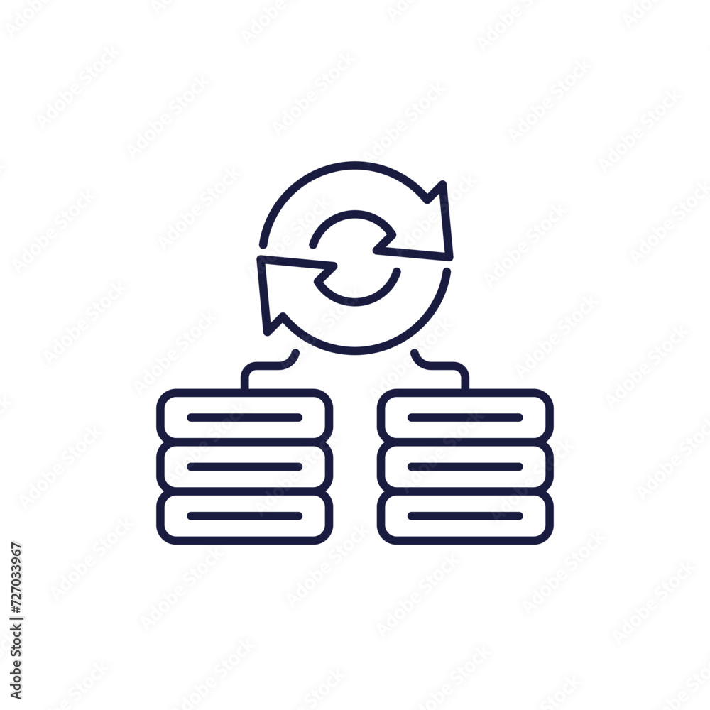 Poster backup servers data line icon