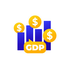 GDP icon, Gross Domestic Product vector