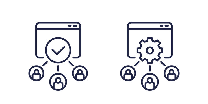 load testing icon, multiple users accessing service line vector