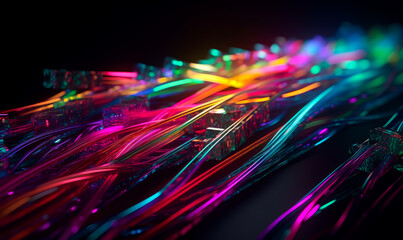 Rainbow of fiber optic cables