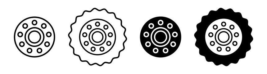 Car bearing set in black and white color. Car bearing simple flat icon vector