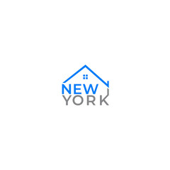 The NEWYORK logo with a minimalist house is suitable for real estate and construction companies