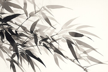 Obraz premium Chinese style ink bamboo background decorative painting, abstract mountain forest bamboo poetic ink painting scene illustration