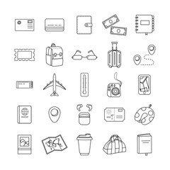 Travel outline icons set