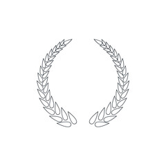 icon wreaths and branches with leaves. Hand drawing laurel wreaths and branches