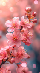 Obraz premium Cherry Blossoms: beautiful spring bokeh wallpaper in pink