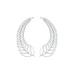 icon wreaths and branches with leaves. Hand drawing laurel wreaths and branches