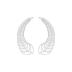 icon wreaths and branches with leaves. Hand drawing laurel wreaths and branches