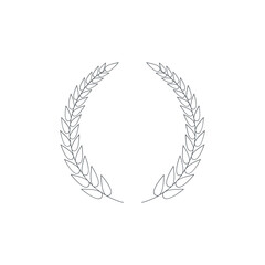 icon wreaths and branches with leaves. Hand drawing laurel wreaths and branches