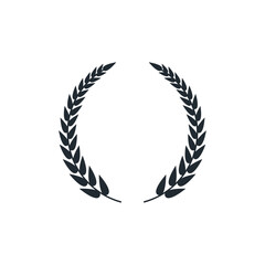 icon wreaths and branches with leaves. Hand drawing laurel wreaths and branches