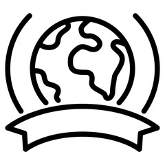 earthday, planet earth with ribbon icon