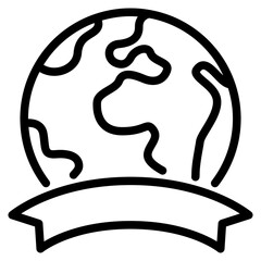 earthday, planet earth with ribbon icon