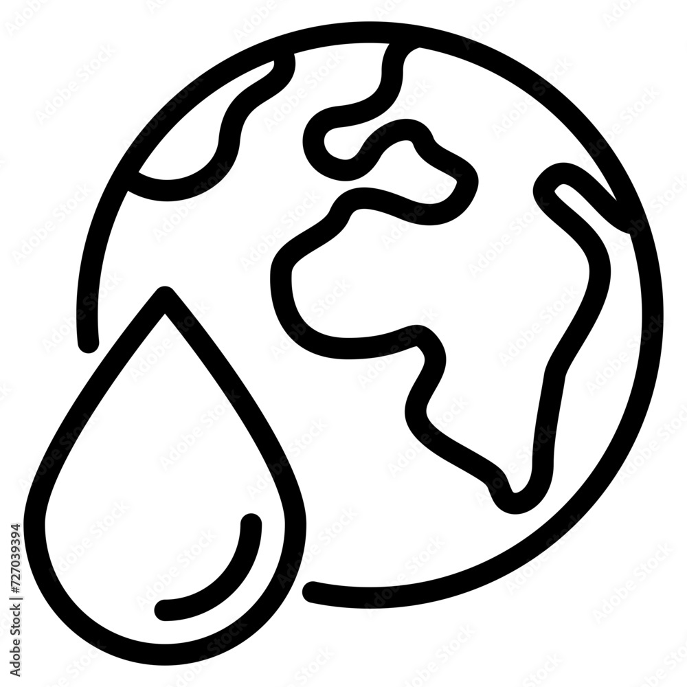 Sticker earth with water icon