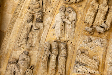 Saint Julien cathedral, Le Mans, France. Vault reliefs