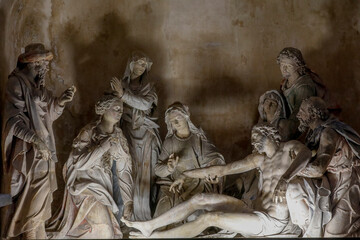 Saint Julien cathedral, Le Mans, France. Descent of the cross