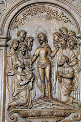 Saint Julien cathedral, Le Mans, France. 16th century relief in the sacristy