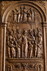 Saint Julien cathedral, Le Mans, France. 16th century relief in the sacristy