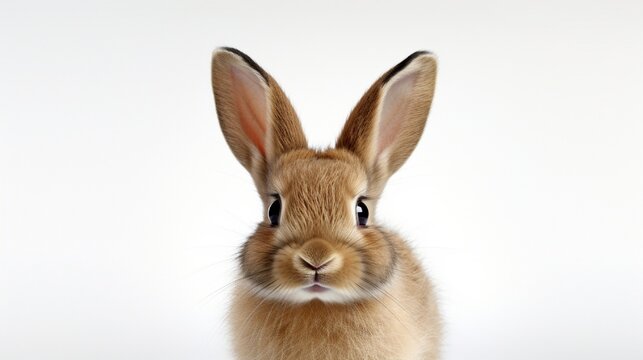 photo portrait of a bunny or rabbit on a white background for digital printing wallpaper, custom design