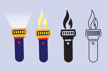 flashlight icon Electric lamp battery powered. Pocket flashlight vector illustrator 



