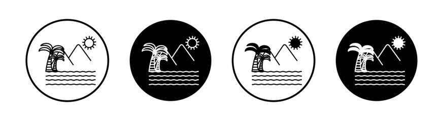Lake flat line icon set. Lake Thin line illustration vector