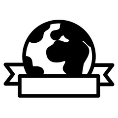 Fototapeta premium earthday, planet earth with ribbon icon