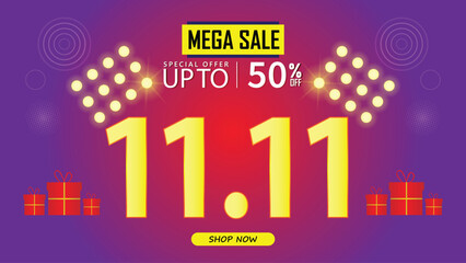 Obraz premium Sale banner template design . 11.11 SPECIAL OFFER, MEGA SALE, FLASH SALE