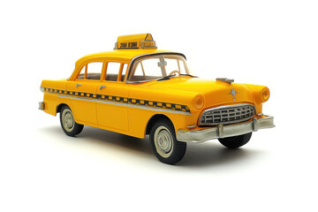 Yellow taxicab retro toy collectible item. Created with Generative AI technology