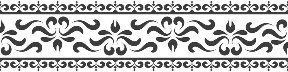 Ethnic seamless stripe pattern. Vintage border ornament vector. Classic ornate antique element. Baroque rococo floral style. Decorative design for frame, page, poster, greeting card, invitation, menu.