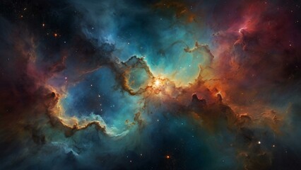 Nebula and galaxies in space. Abstract background