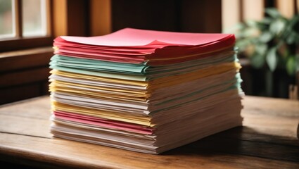 stack of colored papers