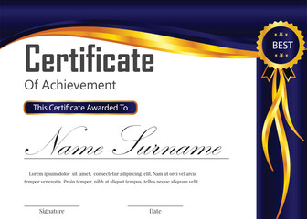 certificate new design with golden color 