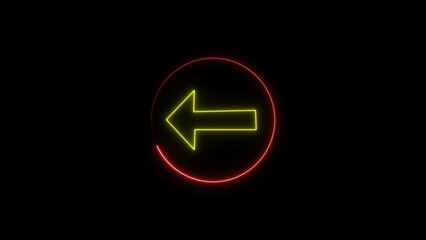 Green color neon light arrow and circle illustration. Black background 4 illustration.