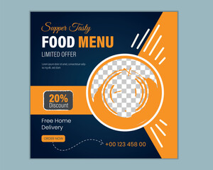 Modern elegant delicious food social media banner post template.