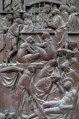 Fototapeta na wymiar Saint Peter's cathedral, Bisceglie, Italy. Reliefs