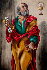 Fresco depicting Saint peter holding keys in Barletta, Italy