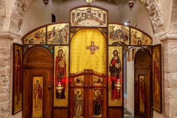 Fototapeta na wymiar Saint Nicola's basilica, Bari, Italy. Iconostasis in the crypt