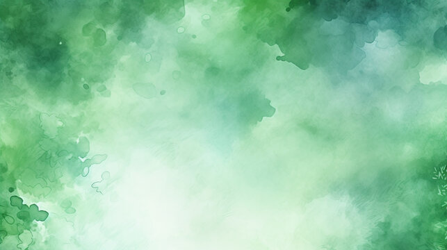 Abstract green watercolor background.Hand painted watercolor. Generative AI