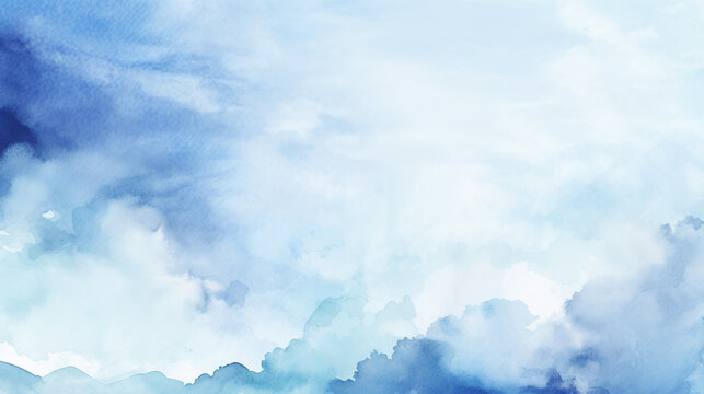 Abstract blue watercolor background.Hand painted watercolor.