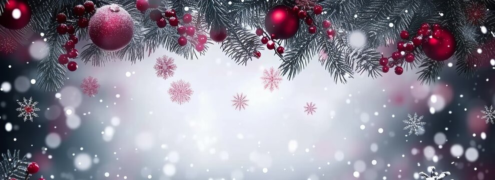 Frost Enhancing the Beauty of Fir Branches in a Winter Wonderland Background. Made with Generative AI Technology