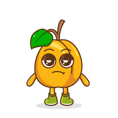 annoyed expression of the cute apricot fruit cartoon character